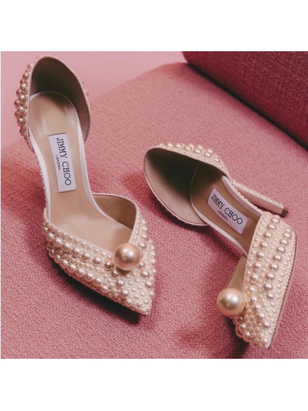 New JIMMY CHOO Sabine 85 faux pearl-embellished satin pumps 36.5 $1,895 - Picture 1 of 16